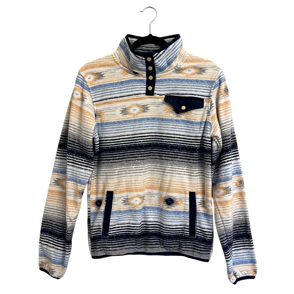Cinch Women's Aztec Print Striped Polar Fleece Snap Pullover XS